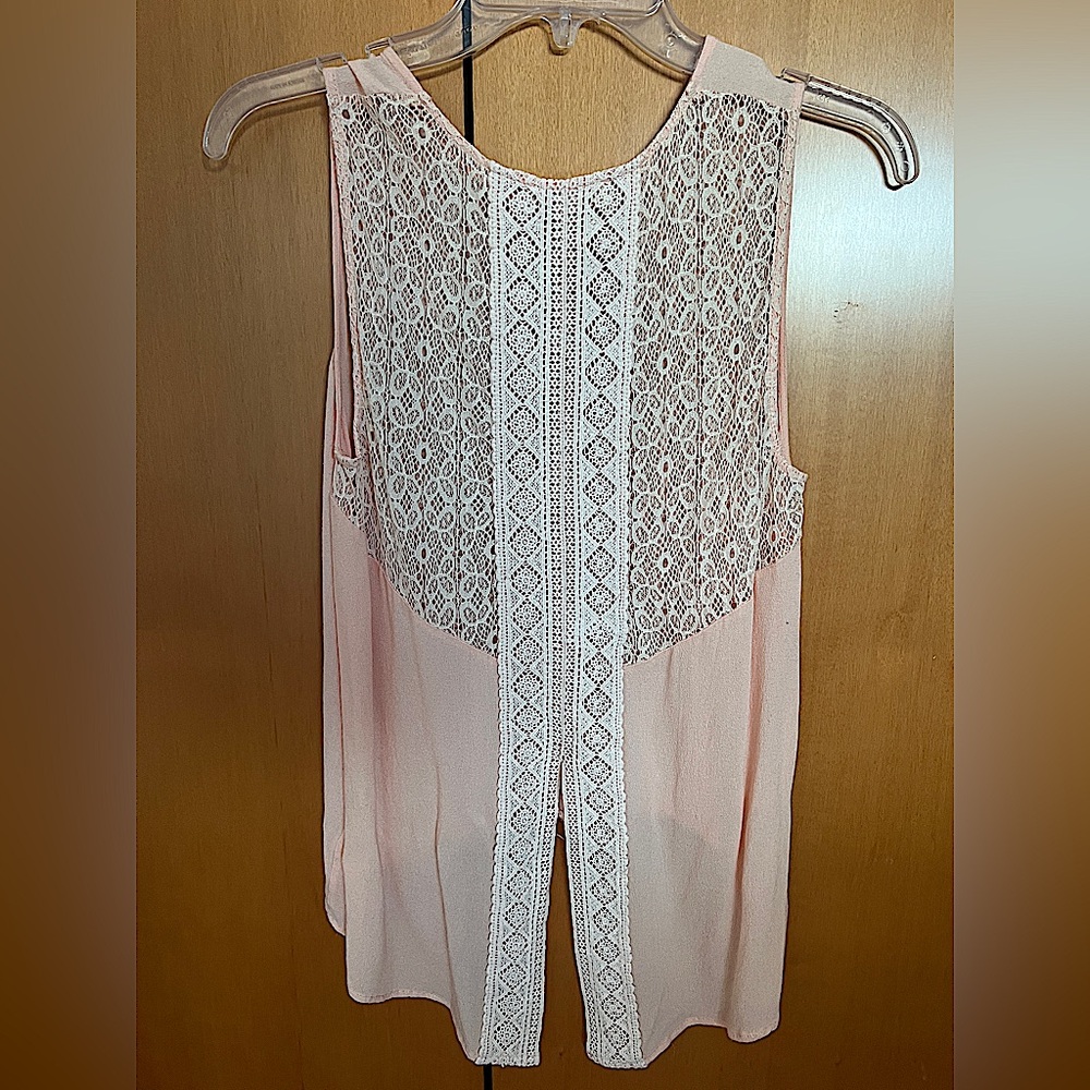 Sophie Rue Sleeveless Pink Blouse, Lace Back, Size Medium